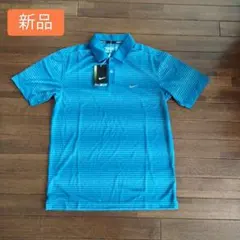 【新品】NIKE GOLF ポロシャツ ブルー ボーダー M　定価6000円のサムネイル