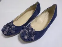 DIANA ネイビー フラワー パンプス 紺 23.0cm 23cm ダイアナ