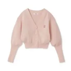 SNIDEL ロゴ刺繍クロップドカーディガン ピンク