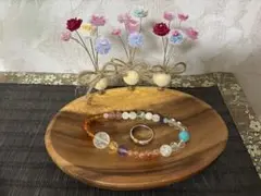 ミニ薔薇オブジェ付き。アクセサリートレー❁⃘*.゜