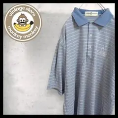 mt74124 オーバーサイズ　ボーダーポロシャツ　刺繍ロゴ　サイドスリット