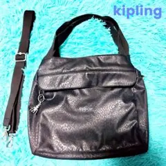 Kiplingキプリング ショルダーバッグ ブラック レオパード柄のサムネイル