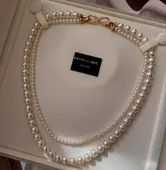 パールネックレス　二連　ゴールド　上品　アクセサリー　フォーマル　結婚式