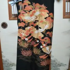 新品未使用豪華黒留袖正絹五つ紋比翼仕立て金彩しつけ糸付き