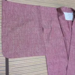 単衣 赤系 幾何学模様 バチ衿