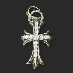 シルバー925 パヴェダイヤ スモールクロスペンダントチャーム