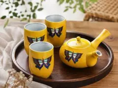 京焼 清水焼 黄交趾 蝶 洸春造 湯呑み5客セット 美品 - メルカリ