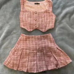 ピンクツイードセットアップ　ダンス発送にも