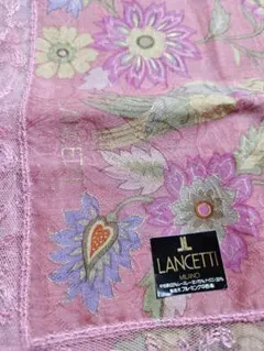新品未使用LANCETTI 花柄ハンカチ ピンク 約70cm大判のサムネイル