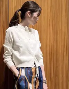 CABaN コットンカシミヤ クルーネックカーディガン ベージュ