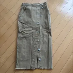 ROYAL PARTY ボタン付きロングスカート ベージュ