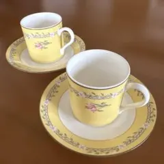 【美品】ティファニーピンクチューリップデミタスカップ＆ソーサーセット2客