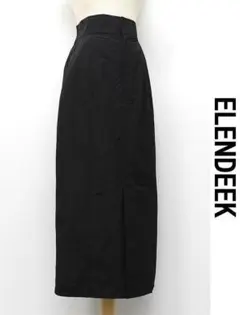 D498/ELENDEEK ピンタックストレートスカート ウエストゴム 2 黒のサムネイル