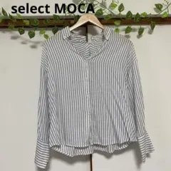 Ｍ　セレクトモカ　ブラウス　Vネック　バックリボン　シャツ　ストライプ　長袖