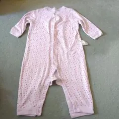 ピンク ドット柄 ロンパース 80cm