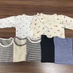 ベビー肌着セット 車プリント 長袖 80cm ７枚組