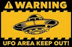 新品WARNING UFO AREA KEEP OUT宇宙人注意標識ブリキ看板