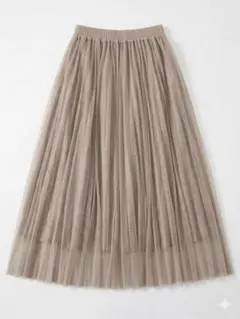 シアープリーツスカート M シャンパンゴールド ウエストゴム 光沢感