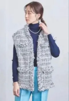 【ユナイテッドアローズ 】ミックスチェック ツイード ニットベスト ジレ