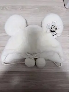 ミッキー ファンキャップ 耳付きホワイトファー帽子