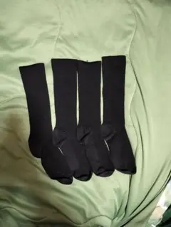 ブラックリブ編みハイソックス２足組
