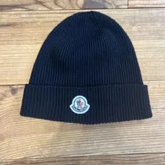 MONCLER ニット帽 ビーニー ブラック - メルカリ