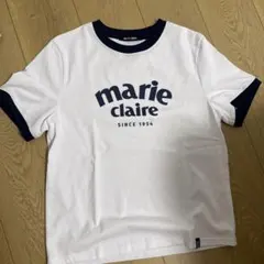 marie claire 半袖Tシャツ ホワイト×ネイビーのサムネイル