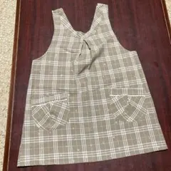 チェック柄エプロン ポケット付き