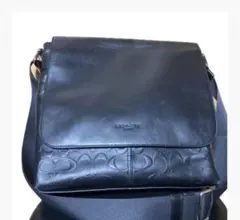 【美品】COACH コーチ シグネチャー レザー メッセンジャーバッグメンズ