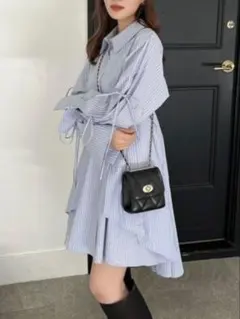 dazzlin ダズリン シャツイレフレアミニワンピース