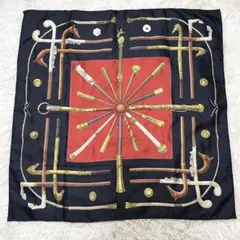 【美品】 エルメス　スカーフ　大判　スカーフ　絵画風　カレ　90　シルク　100