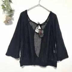 新品✨LL｜スカイボンバー｜メッシュカーディガン｜バックオープン｜セクシー｜黒