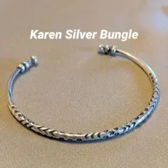 最終値下げ カレンシルバー ハンドメイド フェザー バングル b-6
