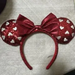 ディズニー ミニー カチューシャ 赤 ハート スパンコール