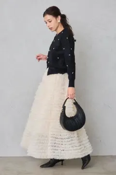【SALE】ホイップチュールティアードスカート アイボリー　フラーネ同型