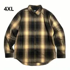 シャカウェア プレイド フランネル オーバーシャツ タンｘブラウン 4XL