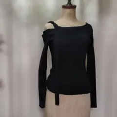 RPオフショルダー ブラック ニット 長袖