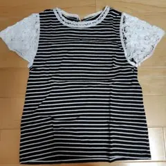 Bon maman 黒白ストライプ Tシャツ Mサイズ