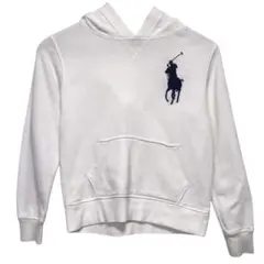 90s POLO ラルフローレン ビンテージスウェットパーカー　ビッグポニー　白
