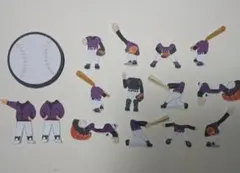 野球★紫×黒×白★色紙・寄せ書き用シール12枚セット★卒業引退アルバム卒団