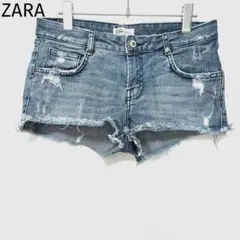 ザラ TRF ダメージデニム ショートパンツ クラッシュ加工 平成ギャル Y2Kのサムネイル