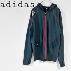 アディダス パーカー グレー系 星柄 フルジップ スポーティー 古着