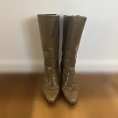 レディース ベージュ レザー ウエスタンブーツ