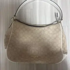 COACH シグネチャー ハンドバッグ ベージュ ホワイト