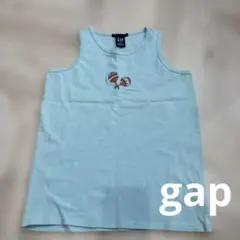 美品✨GAP 水色 ノースリーブタンクトップ 【X L】 刺繍　ギャップ　夏