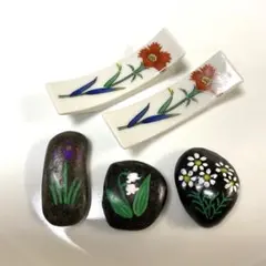 花柄陶器箸置きセット 5個