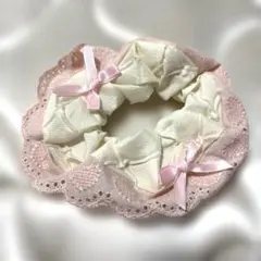 レースリボン付きシュシュ ピンク
