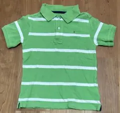 トミーヒルフィガー　ポロシャツ　ボーダー　4-5歳　緑　みどり