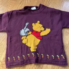 くまのプーさん ニットセーター 紫　kids vintage