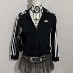 y2k 00s adidas アディダス 3本ライン フルジップパーカー 黒